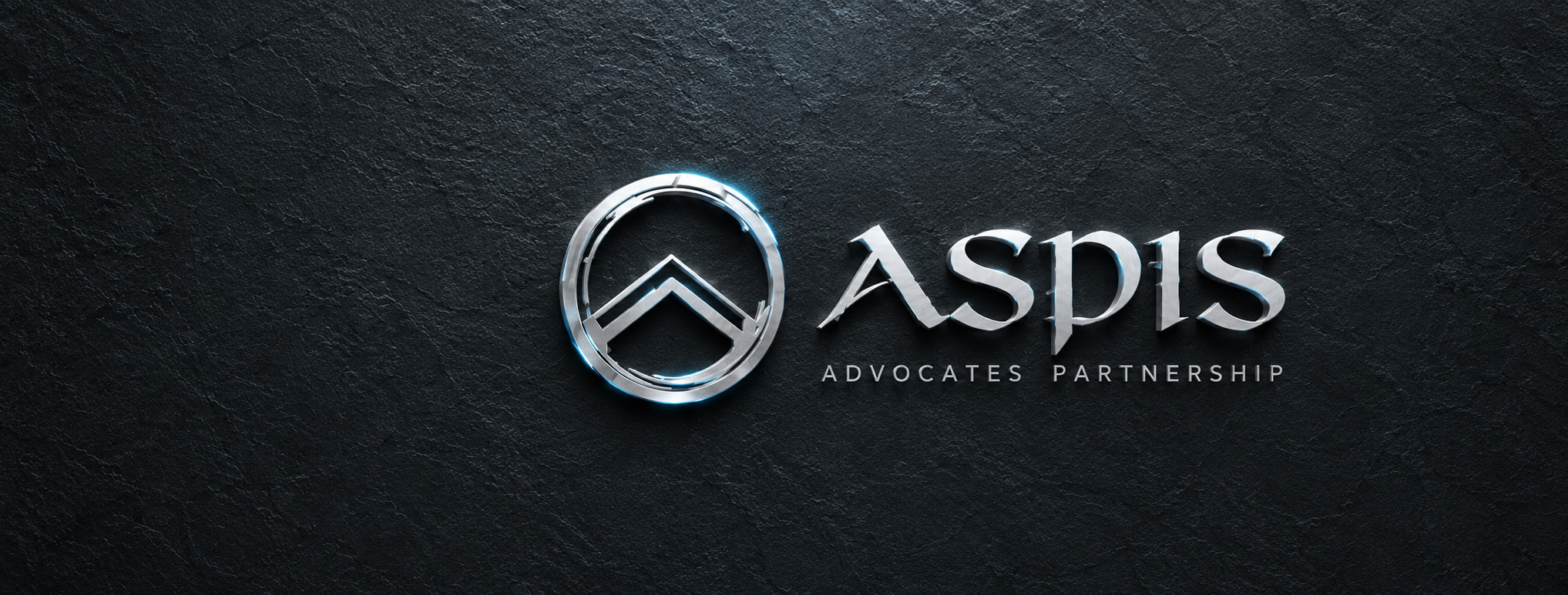 Фірмова айдентика ASPIS: срібний логотип на графітовій текстурі